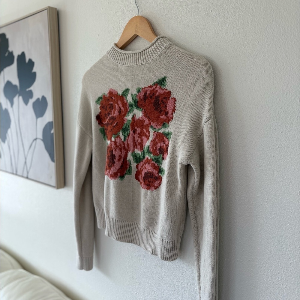 BP Cream Sweater with Red Floral Design - Picture 4 of 6
